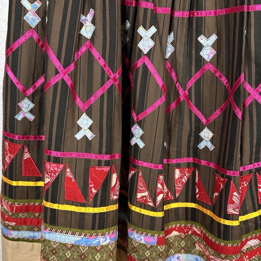 Neiman Marcus Exclusive Embroidered Skirt Boho Folk Moroccan A-line Midi Sz 8 - Picture 3 of 9